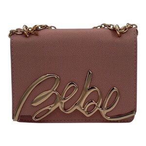 Bebe Blush Pink Crossbody Bag with Gold Chain